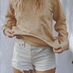 Oversized Monstera Sweatshirt - Sand